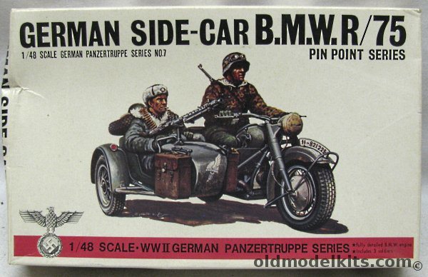 Bandai 1/48 German Side Car BMW R/75 Motorcycle - 1/48 Panzertruppe Series, 8227-130 plastic model kit